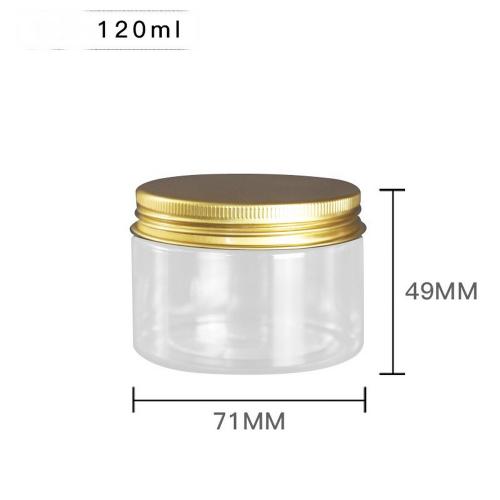 6Pcs 120ml Clear Round Plastic Jars with Golden Aluminium Lid - Empty Cosmetic Containers Bottle Case Pot for Storage Food Sample Lotion Facial Cream Mask Ointment Tea Pill