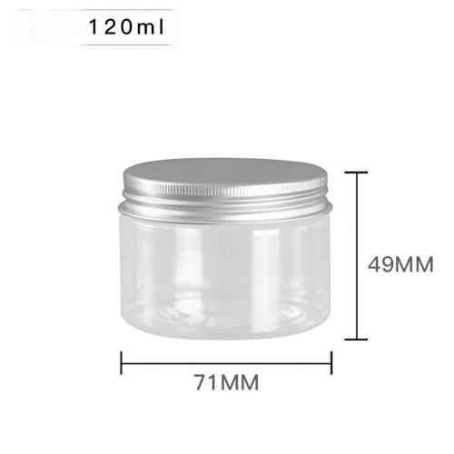 6Pcs 120ml Clear Round Plastic Jars with Aluminium Lid - Empty Cosmetic Containers Bottle Case Pot for Storage Food Sample Lotion Facial Cream Mask Ointment Tea Pill