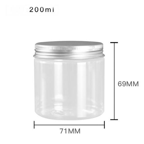 6Pcs 200ml Clear Round Plastic Jars with Aluminium Lid - Empty Cosmetic Containers Bottle Case Pot for Storage Food Sample Lotion Facial Cream Mask Ointment Tea Pill