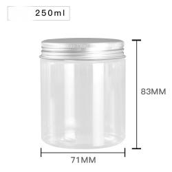 6Pcs 250ml Clear Round Plastic Jars with Aluminium Lid - Empty Cosmetic Containers Bottle Case Pot for Storage Food Sample Lotion Facial Cream Mask Ointment Tea Pill