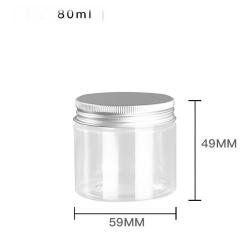 6Pcs 80ml Clear Round Plastic Jars with Aluminium Lid - Empty Cosmetic Containers Bottle Case Pot for Storage Food Sample Lotion Facial Cream Mask Ointment Tea Pill