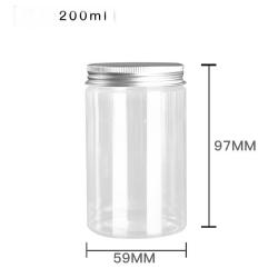 6Pcs 200 Clear Round Plastic Jars with Aluminium Lid - Empty Cosmetic Containers Bottle Case Pot for Storage Food Sample Lotion Facial Cream Mask Ointment Tea Pill