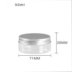 6Pcs 50ml Clear Round Plastic Jars with Aluminium Lid - Empty Cosmetic Containers Bottle Case Pot for Storage Food Sample Lotion Facial Cream Mask Ointment Tea Pill