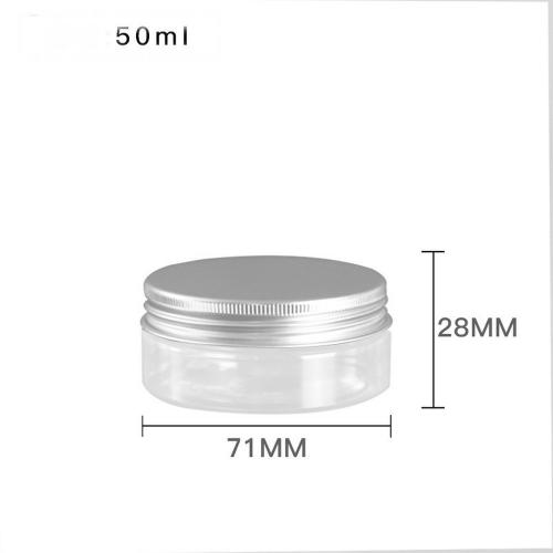 6Pcs 50ml Clear Round Plastic Jars with Aluminium Lid - Empty Cosmetic Containers Bottle Case Pot for Storage Food Sample Lotion Facial Cream Mask Ointment Tea Pill