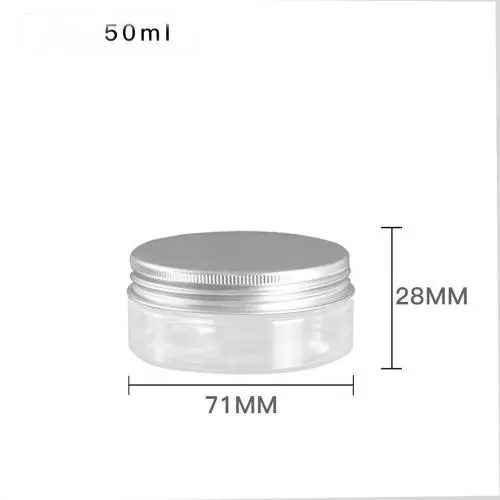 6Pcs 50ml Clear Round Plastic Jars with Aluminium Lid - Empty Cosmetic Containers Bottle Case Pot for Storage Food Sample Lotion Facial Cream Mask Ointment Tea Pill 6Pcs 50ml Clear Round Plastic Jars with Aluminium Lid - Empty Cosmetic Containers Bottle Case Pot for Storage Food Sample Lotion Facial Cream Mask Ointment Tea Pill