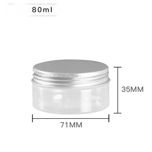 6Pcs 80ml Clear Round Plastic Jars with Aluminium Lid - Empty Cosmetic Containers Bottle Case Pot for Storage Food Sample Lotion Facial Cream Mask Ointment Tea Pill 6Pcs 80ml Clear Round Plastic Jars with Aluminium Lid - Empty Cosmetic Containers Bottle Case Pot for Storage Food Sample Lotion Facial Cream Mask Ointment Tea Pill