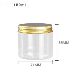 6Pcs 180ml Clear Round Plastic Jars with Golden Aluminium Lid - Empty Cosmetic Containers Bottle Case Pot for Storage Food Sample Lotion Facial Cream Mask Ointment Tea Pill