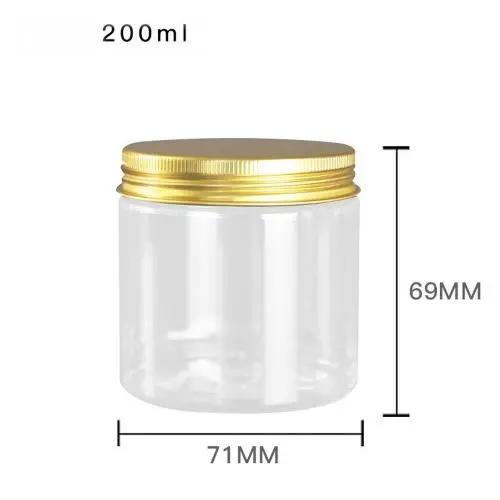 6Pcs 200ml Clear Round Plastic Jars with Golden Aluminium Lid - Empty Cosmetic Containers Bottle Case Pot for Storage Food Sample Lotion Facial Cream Mask Ointment Tea Pill 6Pcs 200ml Clear Round Plastic Jars with Golden Aluminium Lid - Empty Cosmetic Containers Bottle Case Pot for Storage Food Sample Lotion Facial Cream Mask Ointment Tea Pill