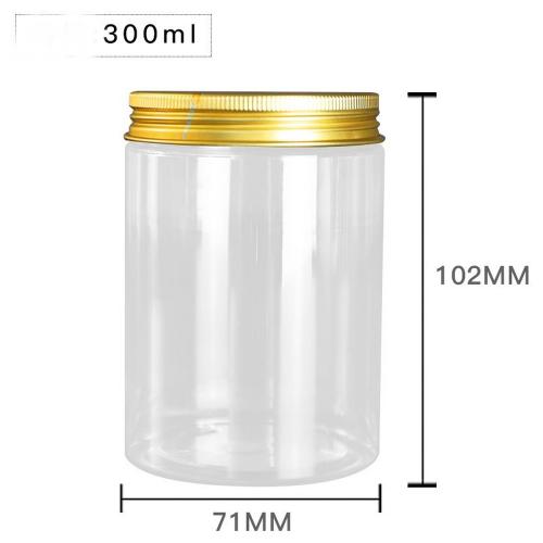 6Pcs 300ml Clear Round Plastic Jars with Aluminium Lid - Empty Cosmetic Containers Bottle Case Pot for Storage Food Sample Lotion Facial Cream Mask Ointment Tea Pill