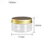 6Pcs 100ml Clear Round Plastic Jars with Golden Aluminium Lid - Empty Cosmetic Containers Bottle Case Pot for Storage Food Sample Lotion Facial Cream Mask Ointment Tea Pill