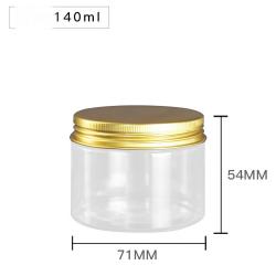 6Pcs 140ml Clear Round Plastic Jars with Golden Aluminium Lid - Empty Cosmetic Containers Bottle Case Pot for Storage Food Sample Lotion Facial Cream Mask Ointment Tea Pill