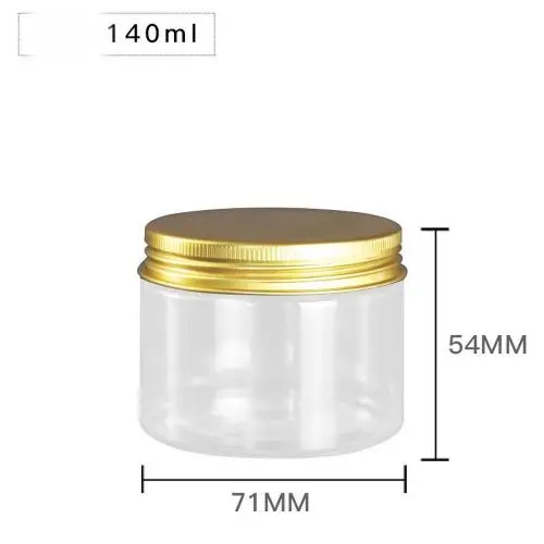 6 Pièces Pots en Plastique Ronds Transparents de 140ml avec Couvercle en Aluminium Doré - Récipients de Rangement Vides pour Cosmétiques, Étuis pour Crèmes, Lotion, Masque, Ointments, Thé, Pilules 6 Pièces Pots en Plastique Ronds Transparents de 140ml avec Couvercle en Aluminium Doré - Récipients de Rangement Vides pour Cosmétiques, Étuis pour Crèmes, Lotion, Masque, Ointments, Thé, Pilules