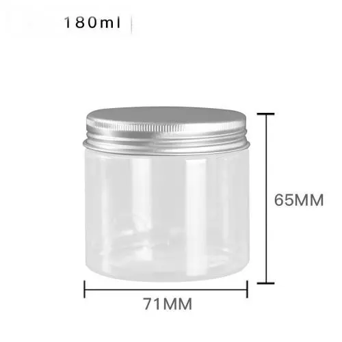 6Pcs 180ml Clear Round Plastic Jars with Aluminium Lid - Empty Cosmetic Containers Bottle Case Pot for Storage Food Sample Lotion Facial Cream Mask Ointment Tea Pill 6Pcs 180ml Clear Round Plastic Jars with Aluminium Lid - Empty Cosmetic Containers Bottle Case Pot for Storage Food Sample Lotion Facial Cream Mask Ointment Tea Pill