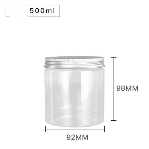6Pcs  500ml Clear Round Plastic Jars with Aluminium Lid - Empty Cosmetic Containers Bottle Case Pot for Storage Food Sample Lotion Facial Cream Mask Ointment Tea Pill