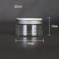 6Pcs 30ml Clear Round Plastic Jars with Aluminium Lid - Empty Cosmetic Containers Bottle Case Pot for Storage Food Sample Lotion Facial Cream Mask Ointment Tea Pill