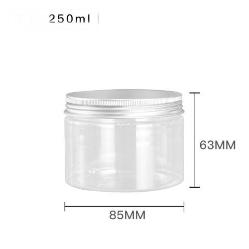 6Pcs 8 oz Clear Round Plastic Jars with Aluminium Lid - Empty Cosmetic Containers Bottle Case Pot for Storage Food Sample Lotion Facial Cream Mask Ointment Tea Pill