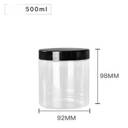 6Pcs 500ml Clear Round Plastic Jars with Plastic Lid - Empty Cosmetic Containers Bottle Case Pot for Storage Food Sample Lotion Facial Cream Mask Ointment Tea Pill