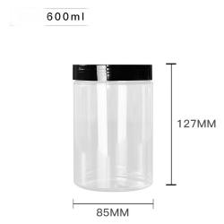 6Pcs 600ml Clear Round Plastic Jars with Plastic Lid - Empty Cosmetic Containers Bottle Case Pot for Storage Food Sample Lotion Facial Cream Mask Ointment Tea Pill