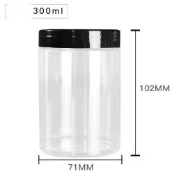 6Pcs 300ml Clear Round Plastic Jars with Plastic Lid - Empty Cosmetic Containers Bottle Case Pot for Storage Food Sample Lotion Facial Cream Mask Ointment Tea Pill