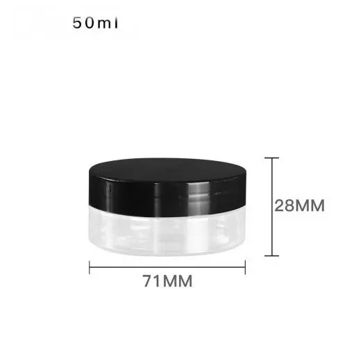 6 Pièces Pots en Plastique Ronds Transparents de 50ml avec Couvercle Plastique – Récipients Vides pour Cosmétiques, Flacons pour Crèmes, Huiles, Masques, Traitements, Tisanes.