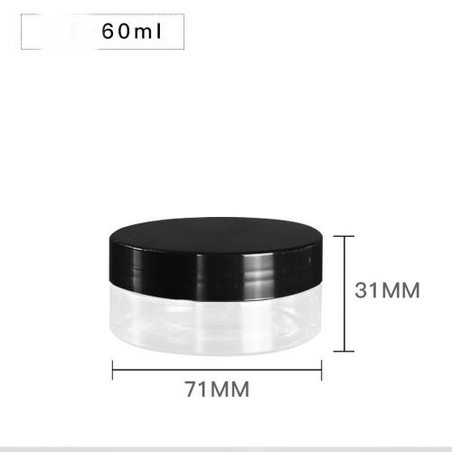 6er Stück 60ml Klare Runde Plastikbehälter mit Plastiklids - Leere Kosmetikbehälter Flasche Dose für Lagerung von Lebensmitteln Proben, Lotion, Gesichtscreme, Maske, Salbe, Tee, Pillen