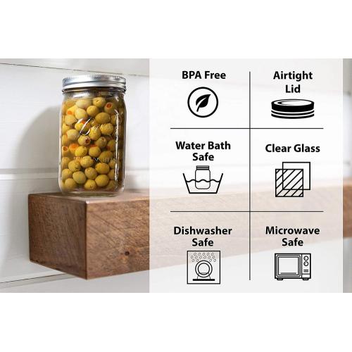 Ball Wide Mouth Mason Jars 32 oz. (12 Pack) - Quart Size Jars with Airtight Lids and Bands for Canning, Fermenting, Pickling, or DIY Decors and Projects with rubber jar opener Ball Wide Mouth Mason Jars 32 oz. (12 Pack) - Quart Size Jars with Airtight Lids and Bands for Canning, Fermenting, Pickling, or DIY Decors and Projects with rubber jar opener