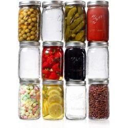 Ball Wide Mouth Mason Jars 32 oz. (12 Pack) - Quart Size Jars with Airtight Lids and Bands for Canning, Fermenting, Pickling, or DIY Decors and Projects with rubber jar opener