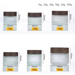 10PCS 5g 10g 15g 30g 50g Frosted Glass Jar Skin Care Eye Cream Jars Pot Refillable Bottle Cosmetic Container With Wood Grain Lid 