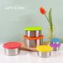 UPKOCH 2pcs Stainless Steel Spice jar Food Storage Container Leakproof Snack Salad Dressing Seasoning Pot with Silicone Lid