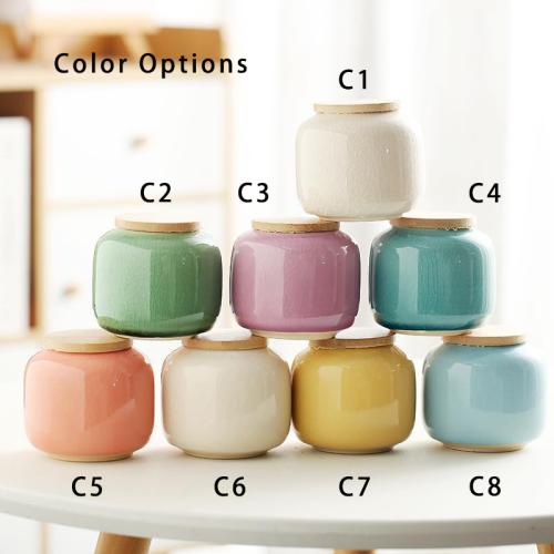 Mini Tea Storage Containers Tea Tins Food Storage Jar, Ceramics Tea Canister Traditional Tea Caddy, Portable Sealed Storage Tank Can Store Tea/Honey/Seed/Coffee, multiple color