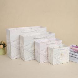 Custom High Quality Delicate Fancy Marble Types Shopping Paper Gift Bags Packaging With Handles