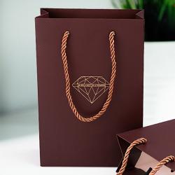 Handmade high quality guarantee gold stamping paper gift packaging bag with custom logo and handles