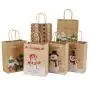 Custom Print Logo Christmas Kraft Paper Shopping Gift Bag With Handles