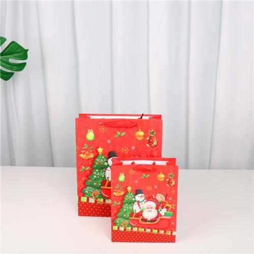 Customized High Quality Cute Delicate Christmas Carton Colorful Printed Paper Gift Bags With Handle