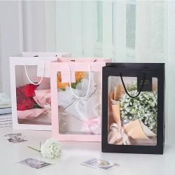 Customized New Design High Quality Delicate Paper Gift Bag Packaging With Clear Opening Window