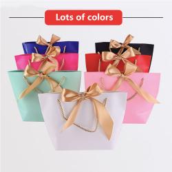 Hot Selling Custom Logo Lovely Fancy Shopping Bag Recycled Wedding Premium Jewelry Gift Packaging Paper Bag With Ribbon Bow Tie