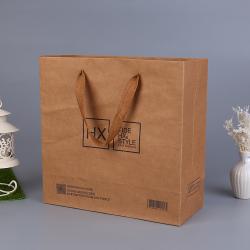 Luxury Brand Retail Gold Hot Stamping Logo Boutique Gift Kraft Paper Shopping Bag