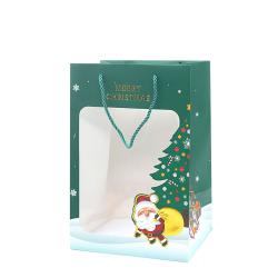 Wholesale High Quality Suitable Christmas Window Paper Bags Gift Packaging With Handles