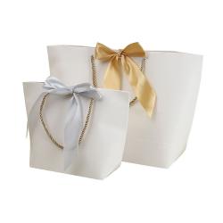 Hot Selling Custom Logo Lovely Fancy Shopping Bag Recycled Wedding Premium Jewelry Gift Packaging Paper Bag With Ribbon Bow Tie