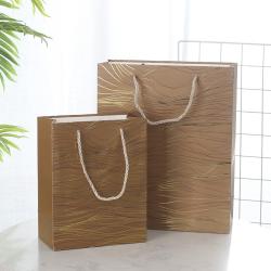 Wholesale Simple Delicate Gold Stamping Printed Paper Gift Packaging Bag With Custom Design Logo