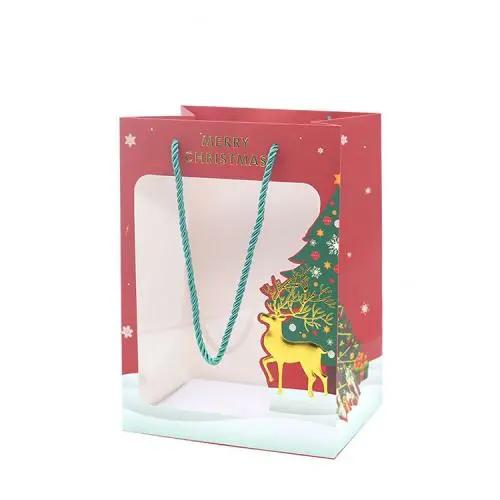 Wholesale High Quality Suitable Christmas Window Paper Bags Gift Packaging With Handles Wholesale High Quality Suitable Christmas Window Paper Bags Gift Packaging With Handles