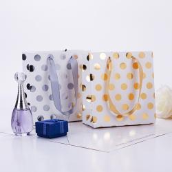 Wholesale Hot Sale Luxury Gold Stamping Dots Printed Shopping Paper Gift Bags Packaging