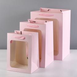 Wholesale New Design Luxury Portable Window White Card Paper Gift Bags With Handles