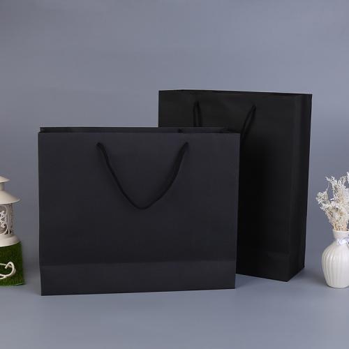 Luxury Brand Retail Gold Hot Stamping Logo Boutique Gift Kraft Paper Shopping Bag