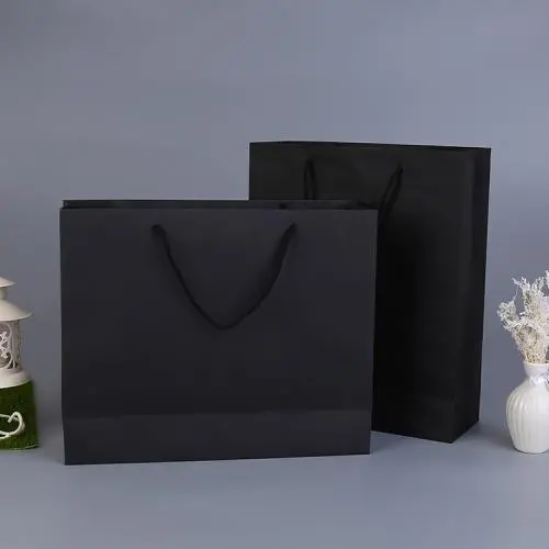 Luxury Brand Retail Gold Hot Stamping Logo Boutique Gift Kraft Paper Shopping Bag