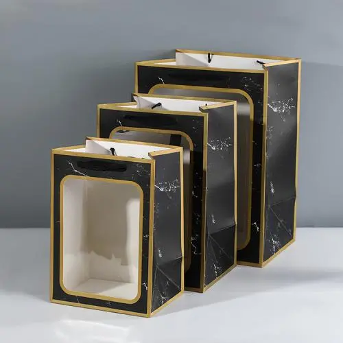 Wholesale New Design Luxury Portable Window White Card Paper Gift Bags With Handles