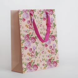 Good Quality Easy Shipping Delicate Environmental Paper Gift Packaging Bags With Ribbon Tie Handle