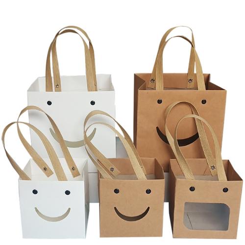 Wholesale Custom Delicate Recyclable Kraft Paper Gift Packaging Bags With Plastic Window