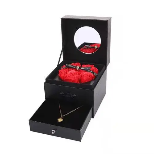 Customized High Quality Romantic Rigid Cardboard Box Textural Jewelry Gift Boxes With Mirror Customized High Quality Romantic Rigid Cardboard Box Textural Jewelry Gift Boxes With Mirror