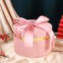 Wholesale high quality universal custom luxury round shaped rigid gift box packaging with ribbon ties